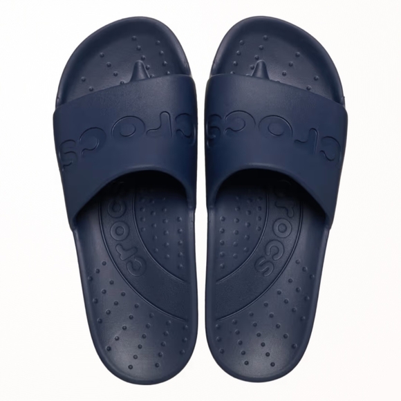 Crocs Men's Navy Slides - Picture 7 of 7